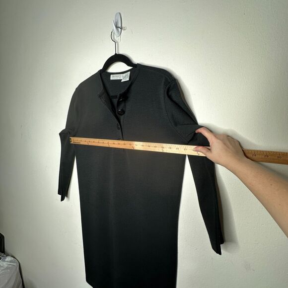 Liz Claiborne Black Henley V-Style Half Button 3/4 Sleeve Wool Dress M - Picture 10 of 11